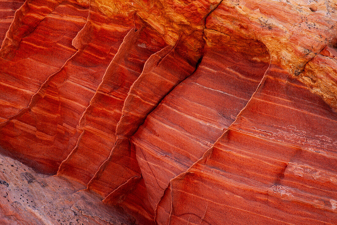 Sehr dünne, zerbrechliche Sandsteinrippen in Navajo-Sandsteinformationen. South Coyote Buttes, Vermilion Cliffs National Monument, Arizona. Geologisch gesehen werden diese Rippen als Verdichtungsbänder bezeichnet.