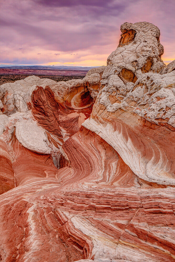 Colorful eroded Navajo sandstone in the White Pocket Recreation Area, Vermilion Cliffs National Monument, Arizona. Plastic deformation is shown here.