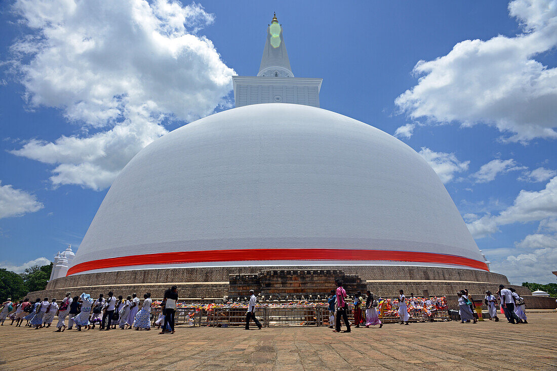 Ruwanwelisaya, a stupa in Anuradhapura, Sri Lanka, considered a marvel for its architectural qualities and sacred to many Buddhists all over the world.