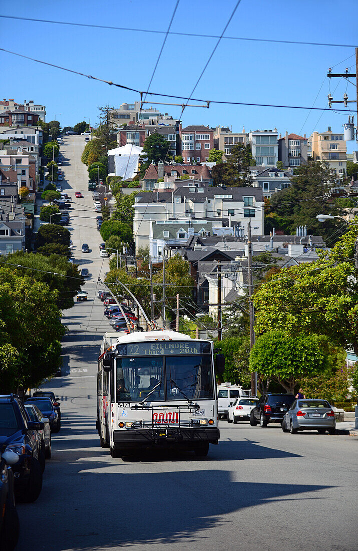 Steile Straßen in San Francisco, Kalifornien