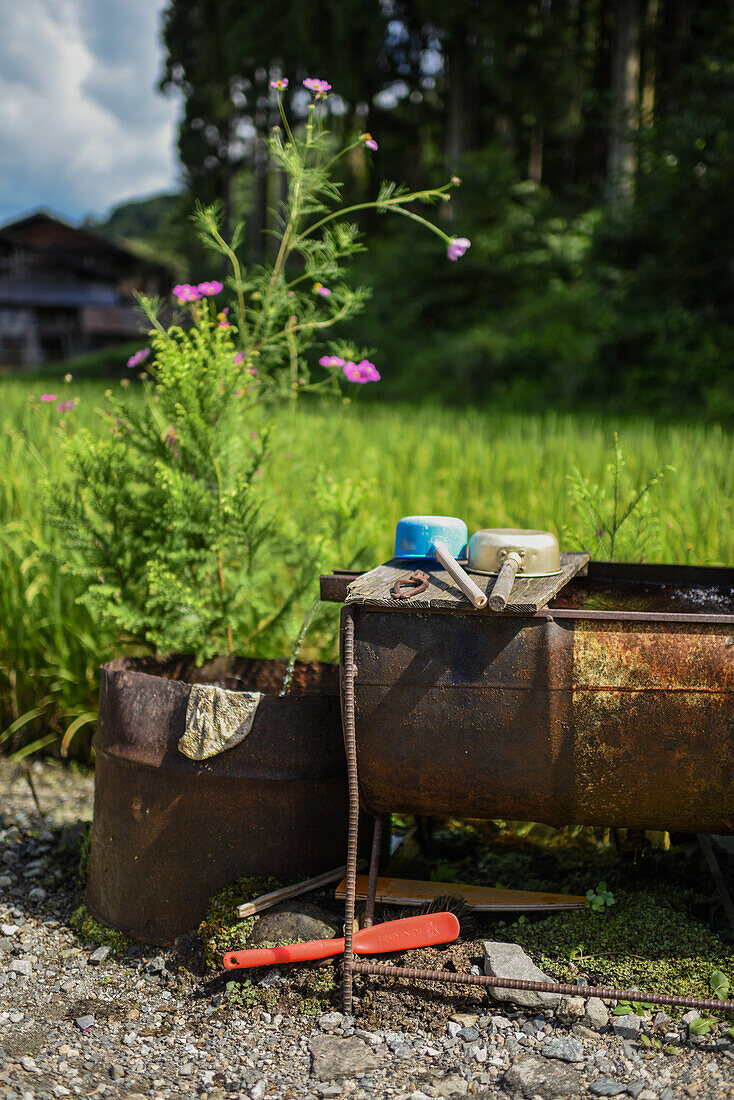 Shirakawa-go, traditional village showcasing a building style known as gassho-zukuri, Gifu Prefecture, Japan