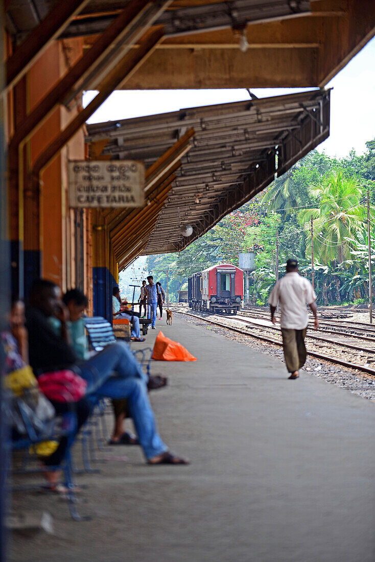 People in train station platform, Sri Lanka