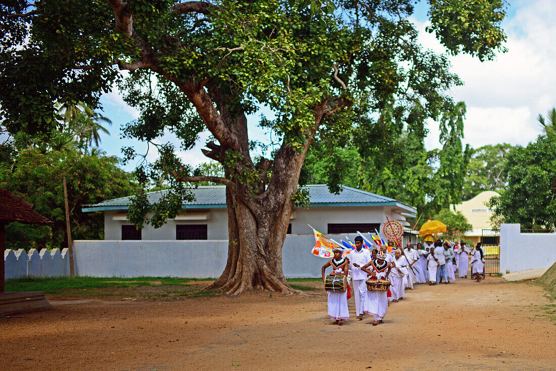 Religious parade at the Sri Maha Bodhi Temple in Anuradhapura.