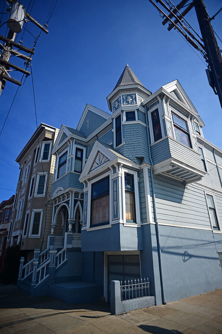 Blue house building in San Francisco.