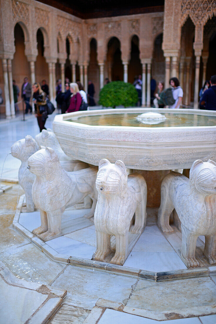 Palace of the Lions (Palacio de los Leones) at The Alhambra, palace and fortress complex located in Granada, Andalusia, Spain