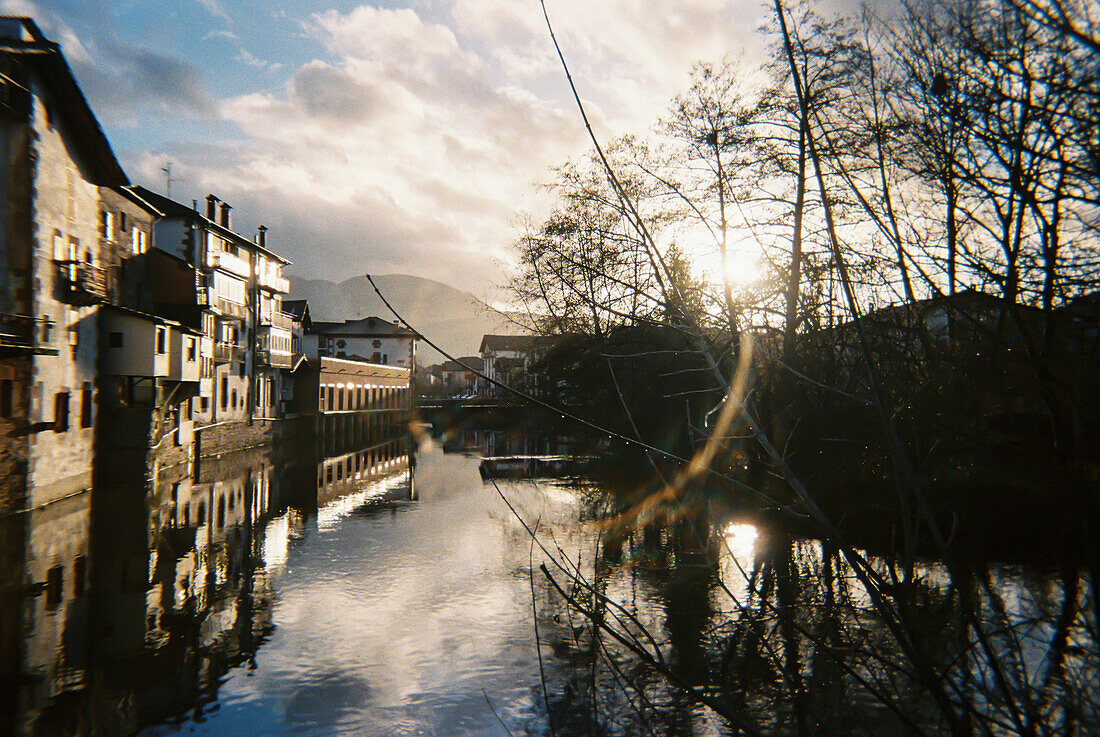 Analog photograph of the Baztan River in Elizondo, Navarre, Spain