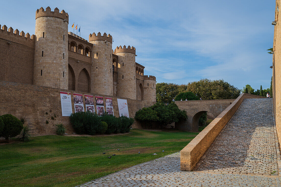 The Aljaferia Palace is a fortified medieval palace built during the second half of the 11th century in the Taifa of Zaragoza in Al-Andalus, present day Zaragoza, Aragon, Spain.