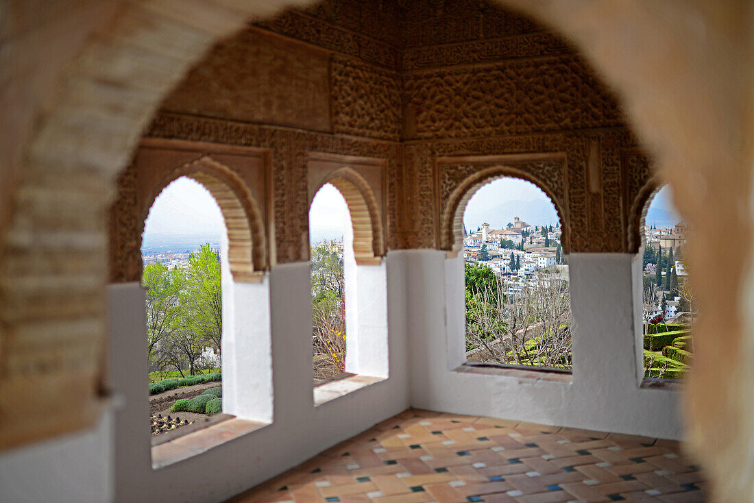 The Gardens of the Generalife in The Alhambra, palace and fortress complex located in Granada, Andalusia, Spain
