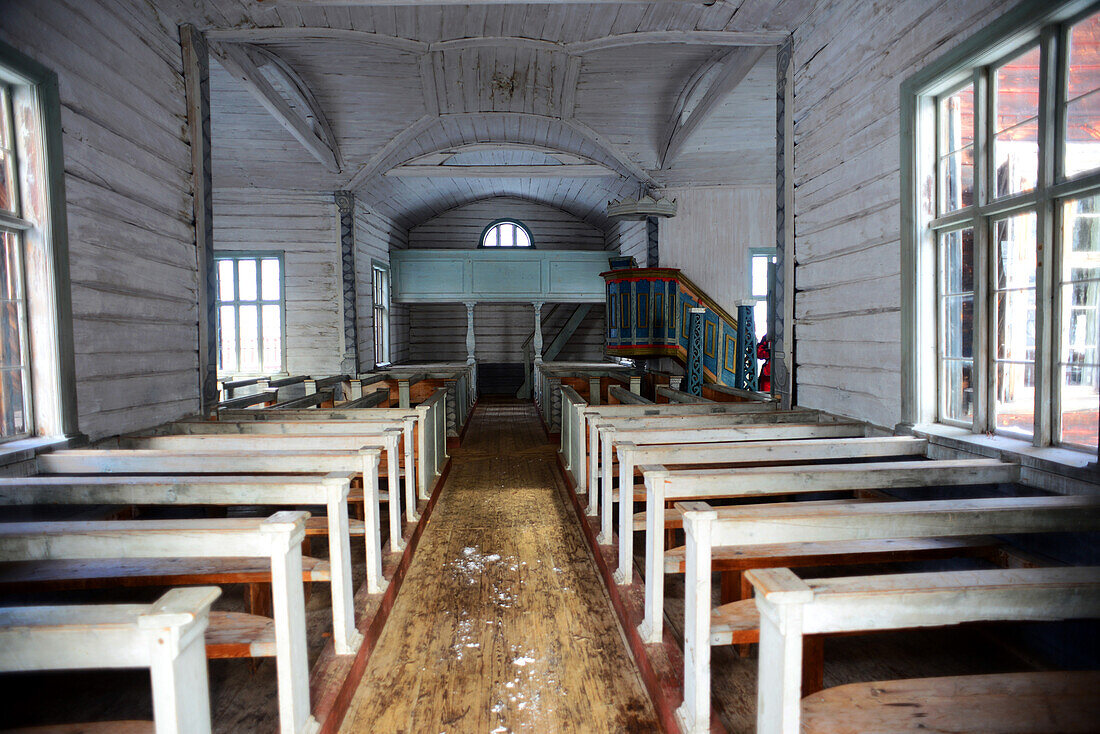 Lake Pielpaj?rvi Wilderness Church, oldest S?mi church still in use in Inari Municipality, Lapland, Finland