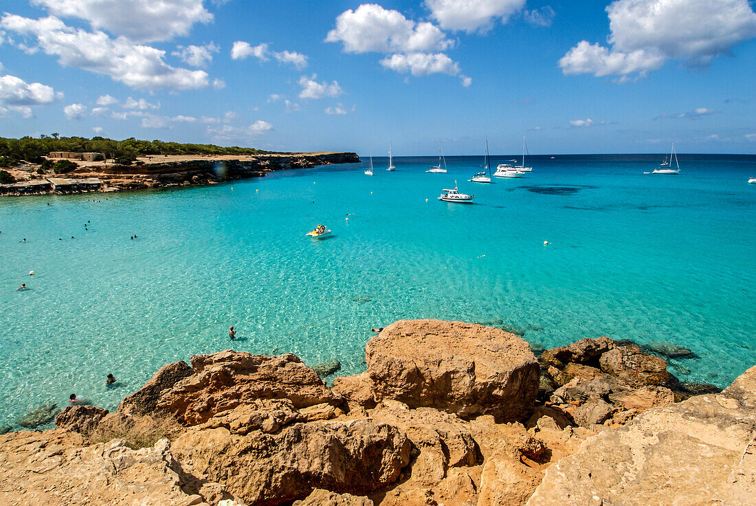 Cala Saona beach in Formentera, Balearic Islands, Spain