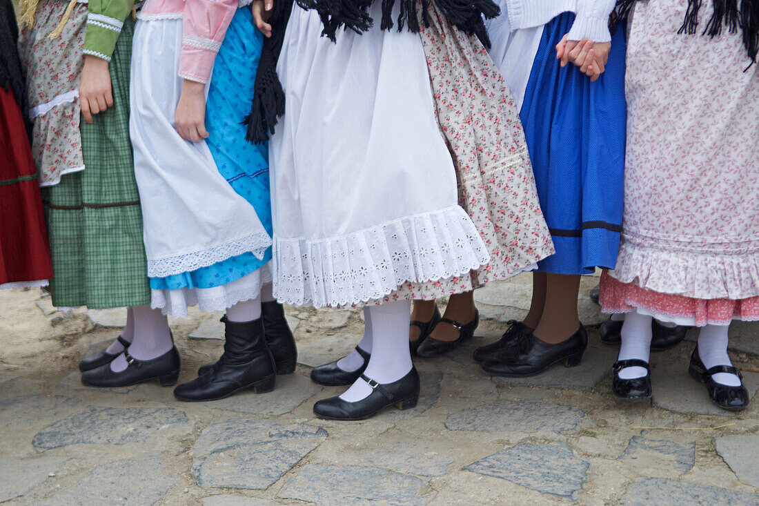 Traditional costumes and folk traditions at Easter Festival in Holl?k?, UNESCO World Heritage-listed village in the Cserh?t Hills of the Northern Uplands, Hungary.