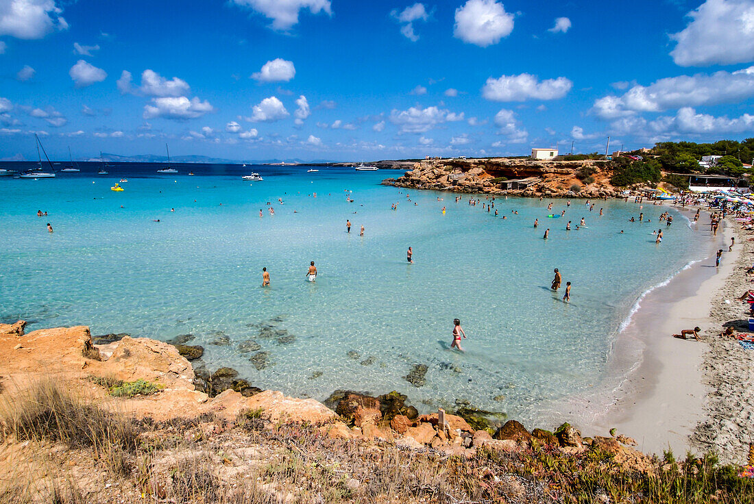 Cala Saona beach in Formentera, Balearic Islands, Spain