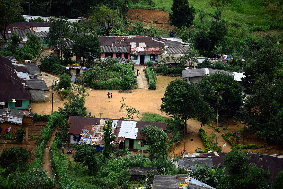 View of village from above. Train ride from Kandy to Nuwara Eliya, Sri Lanka