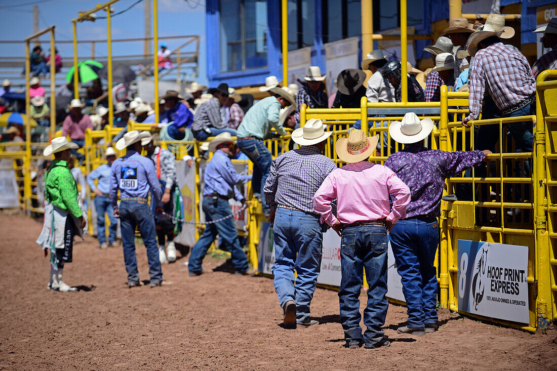 Rodeo competition during Navajo Nation Fair, a world-renowned event that showcases Navajo Agriculture, Fine Arts and Crafts, with the promotion and preservation of the Navajo heritage by providing cultural entertainment. Window Rock, Arizona.