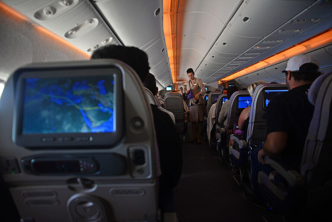 Interior view of Emirates airplane