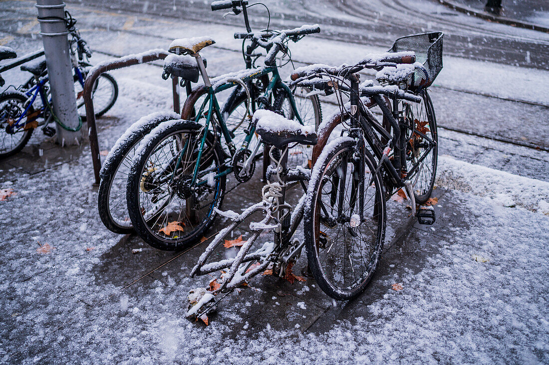 Zaragoza, vom Sturm Juan mit Schnee bedeckt