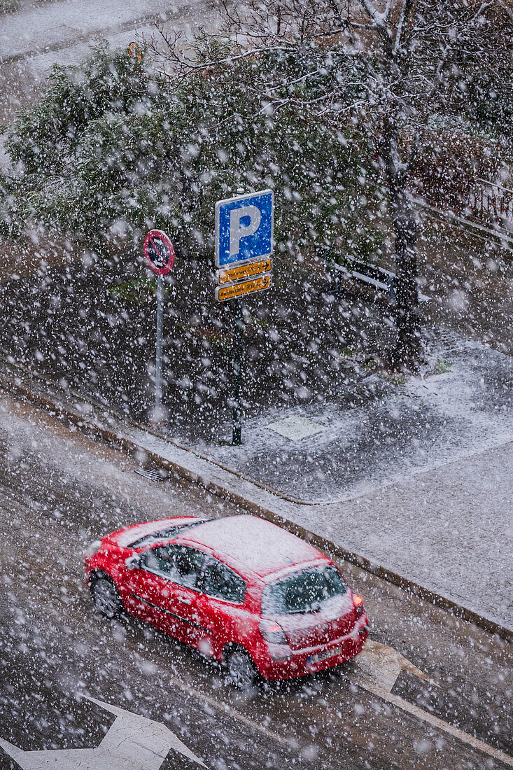 Zaragoza blanketed in snow by storm Juan