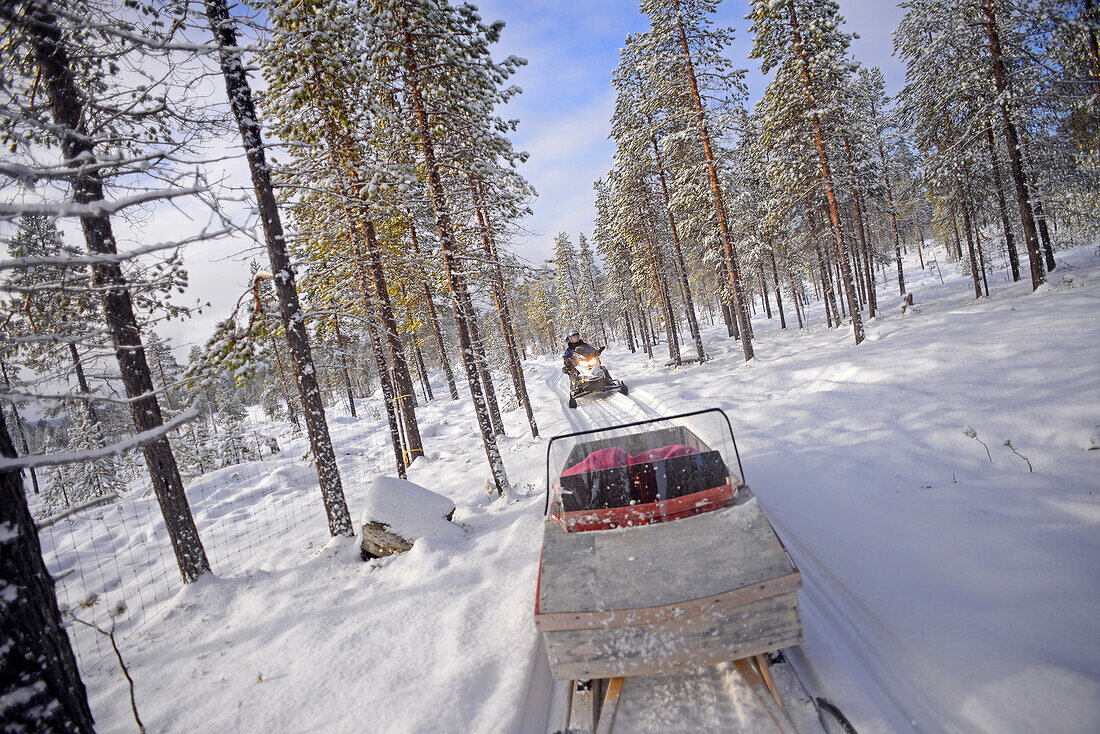 Snowmobile experience through wilderness of Lake Inari with VisitInari, Lapland, Finland