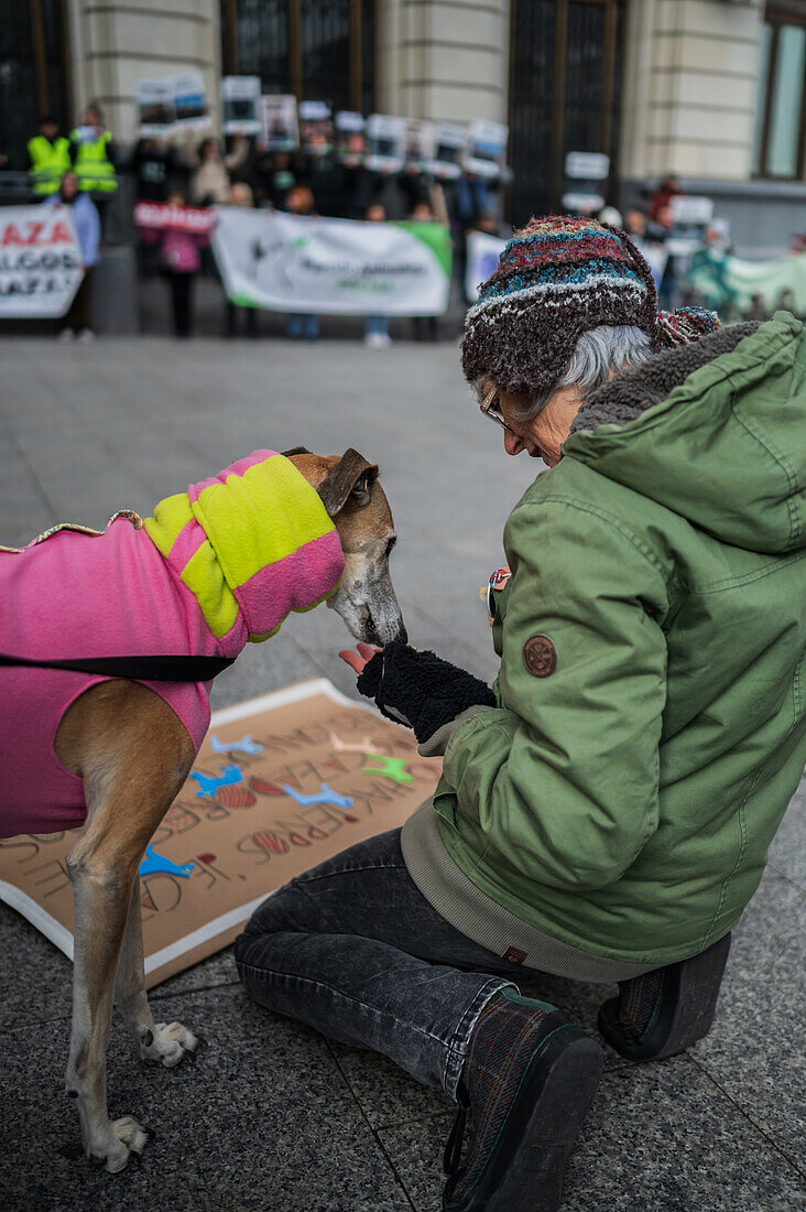 Thousands of people demonstrate in Spain to demand an end to hunting with dogs, Zaragoza, Spain