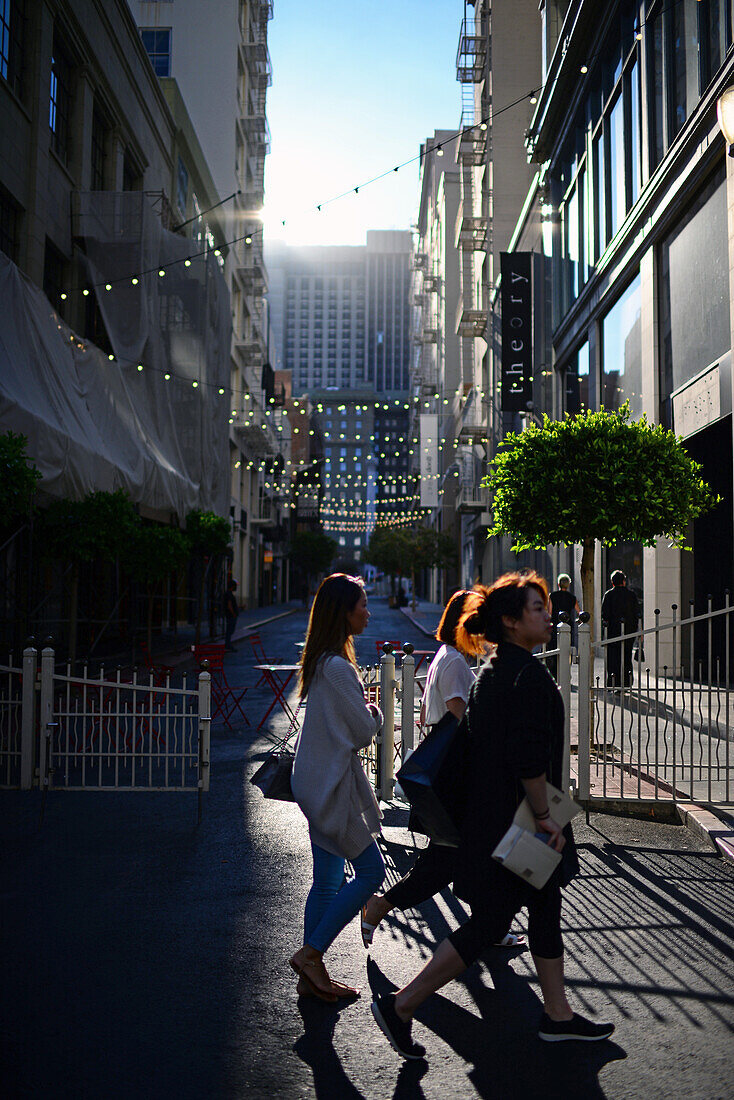 People walking in commercial streets off Union Square.