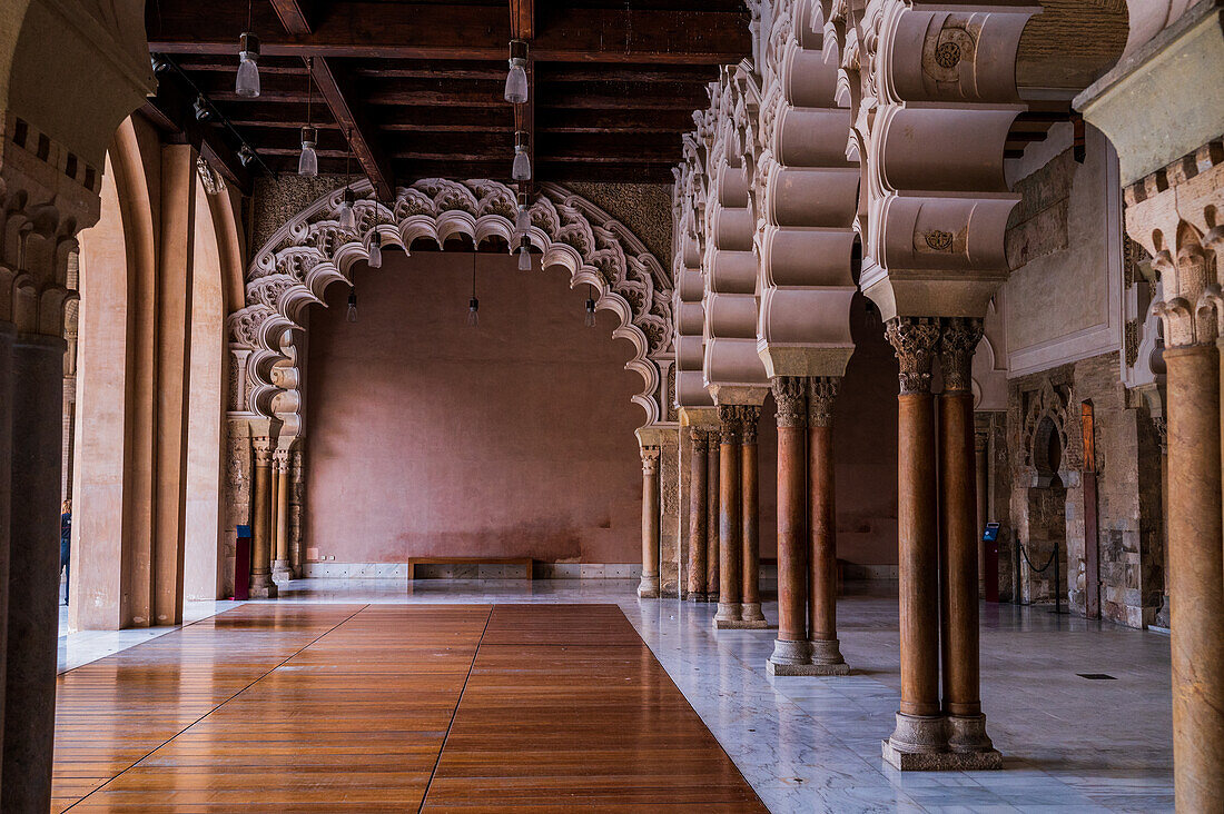 The Aljaferia Palace is a fortified medieval palace built during the second half of the 11th century in the Taifa of Zaragoza in Al-Andalus, present day Zaragoza, Aragon, Spain.