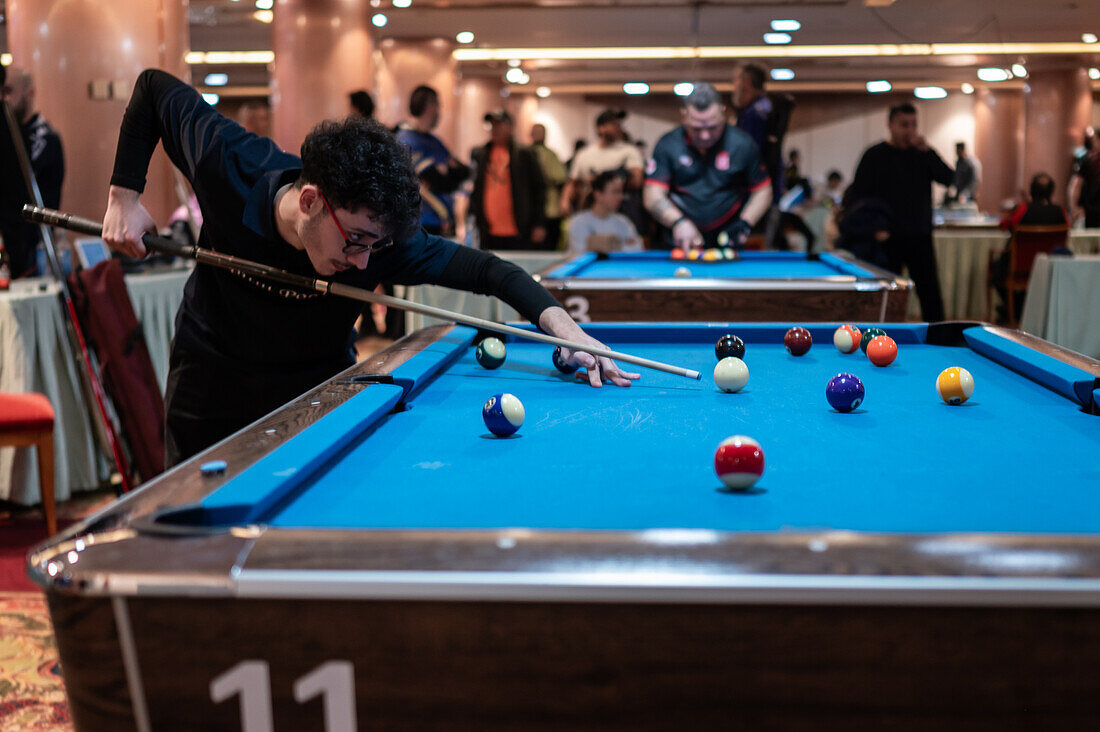 Nationaler Wettbewerb der 8-Ball Pool Tour im Boston Hotel, Zaragoza, Spanien