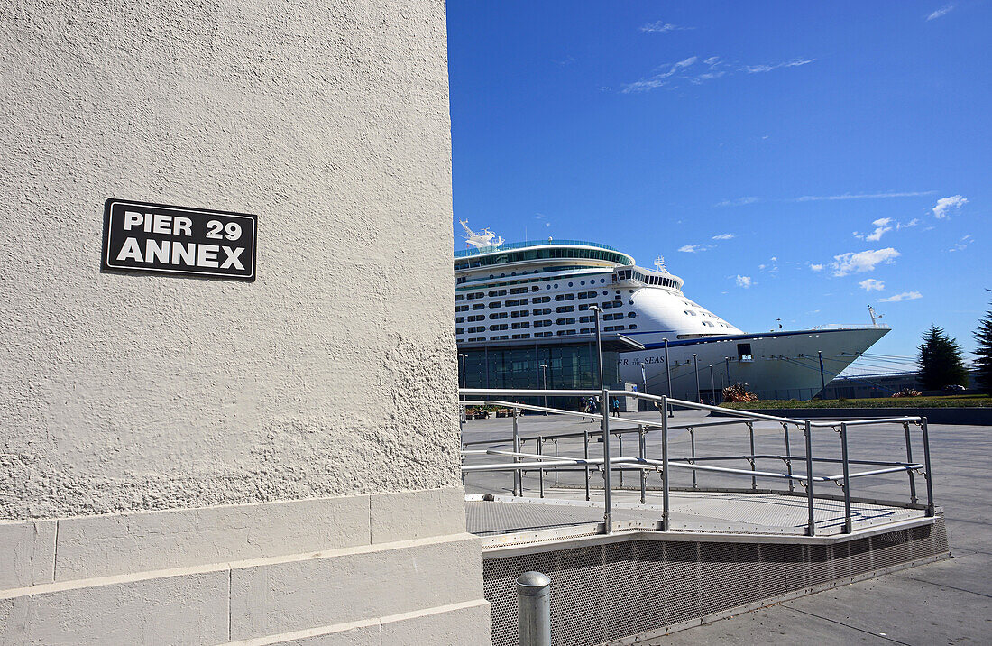 Royal Caribbean cruise ship in San Francisco port, California.