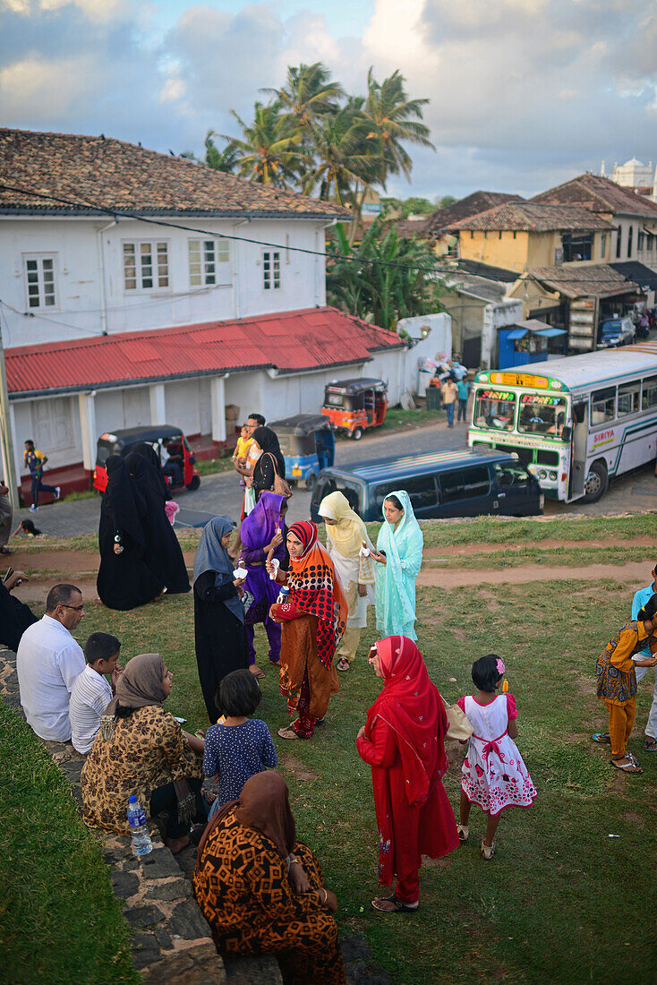 Hundreds of people gather in UNESCO World Heritage, Galle Fort, during Binara Full Moon Poya Day.