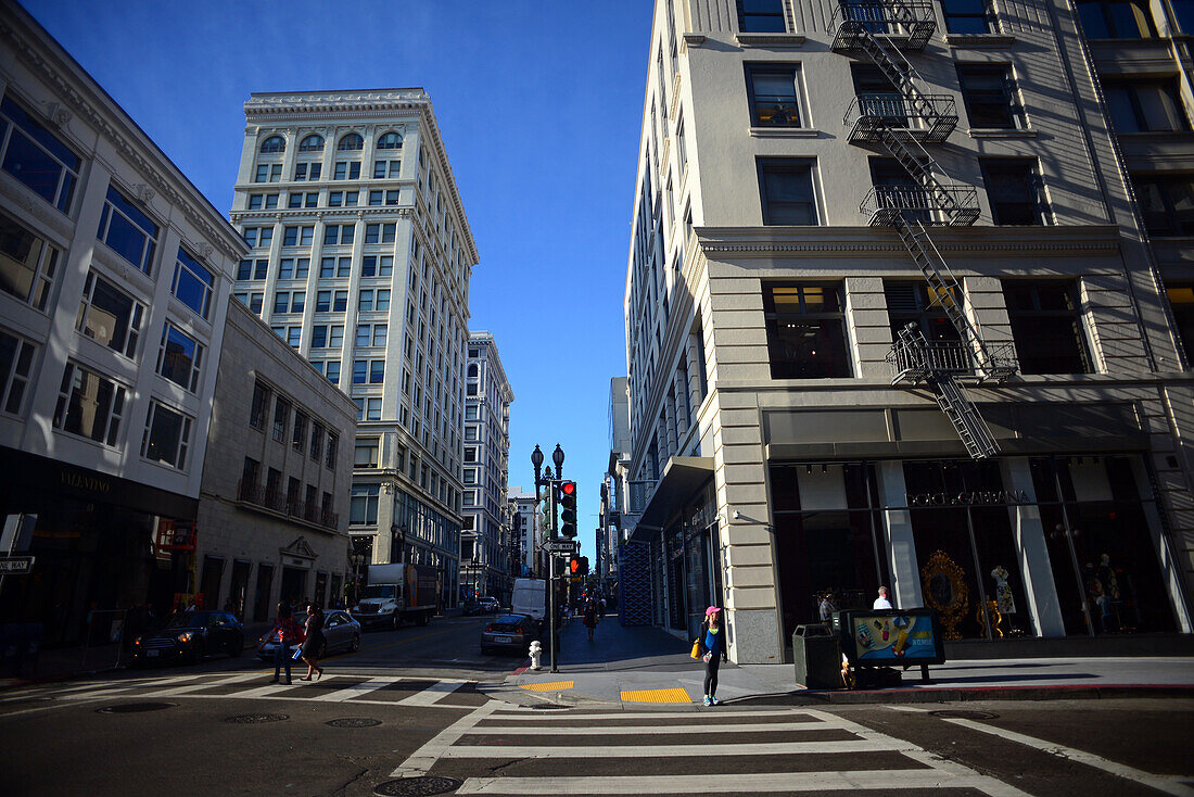 Commercial streets off Union Square, San Francisco.