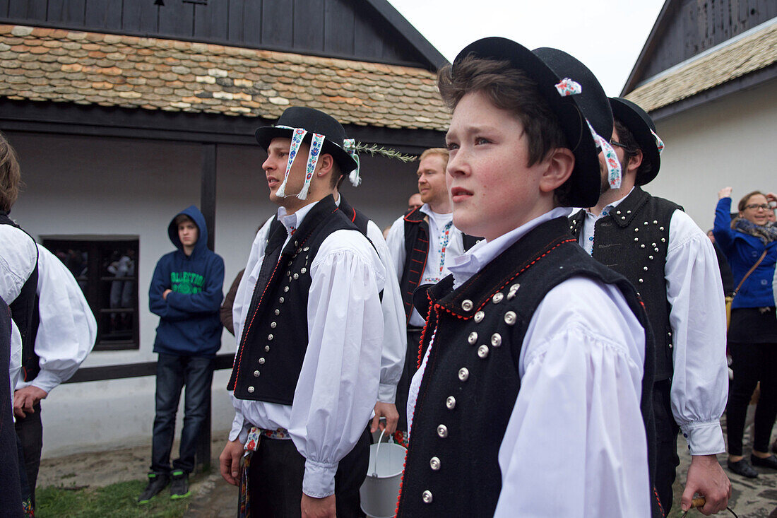 Traditional costumes and folk traditions at Easter Festival in Holl?k?, UNESCO World Heritage-listed village in the Cserh?t Hills of the Northern Uplands, Hungary.