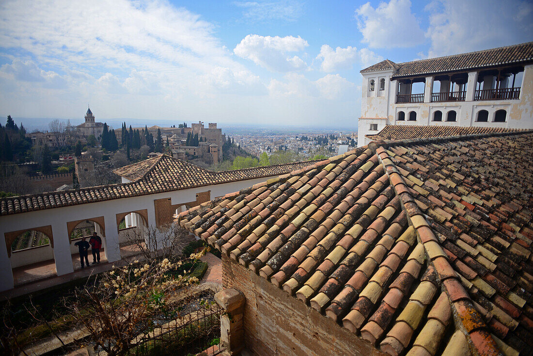 The Gardens of the Generalife in The Alhambra, palace and fortress complex located in Granada, Andalusia, Spain