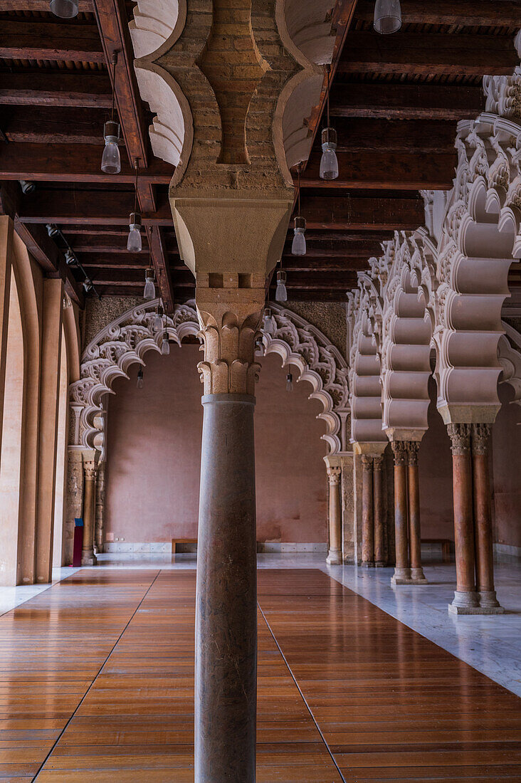 The Aljaferia Palace is a fortified medieval palace built during the second half of the 11th century in the Taifa of Zaragoza in Al-Andalus, present day Zaragoza, Aragon, Spain.