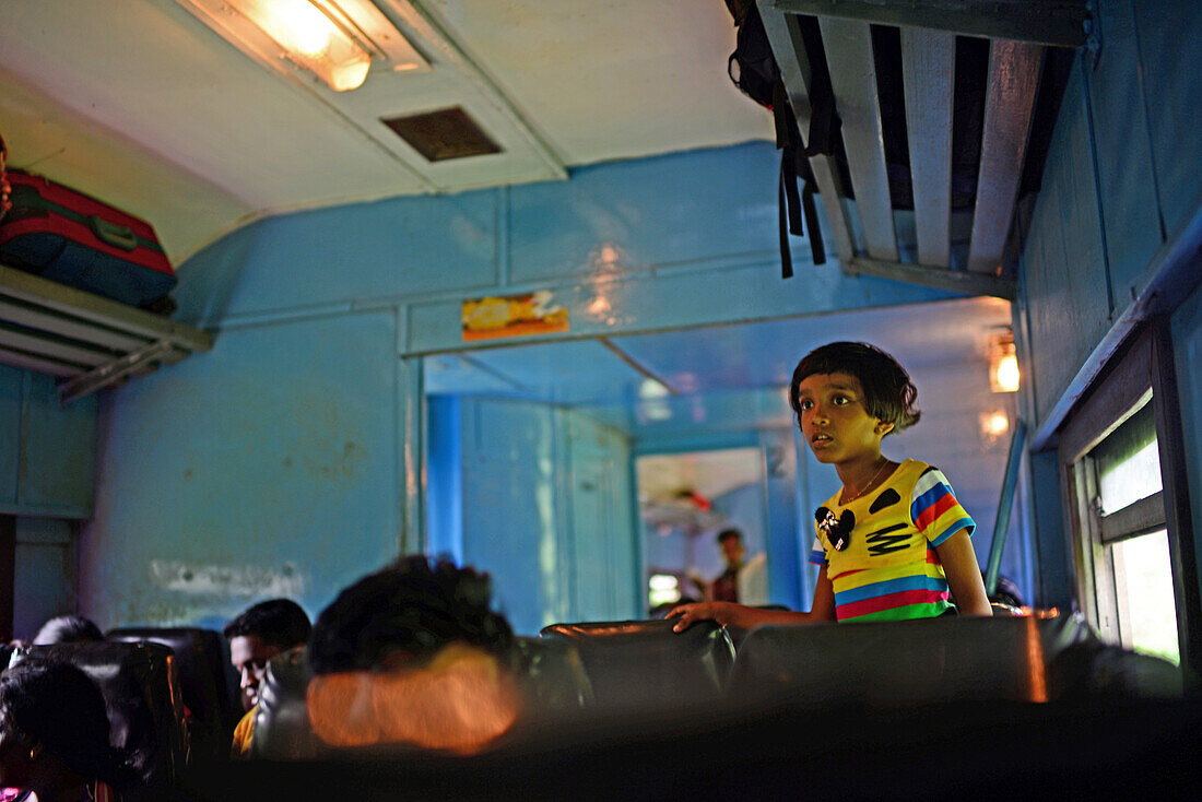 Young girl on train, Sri Lanka