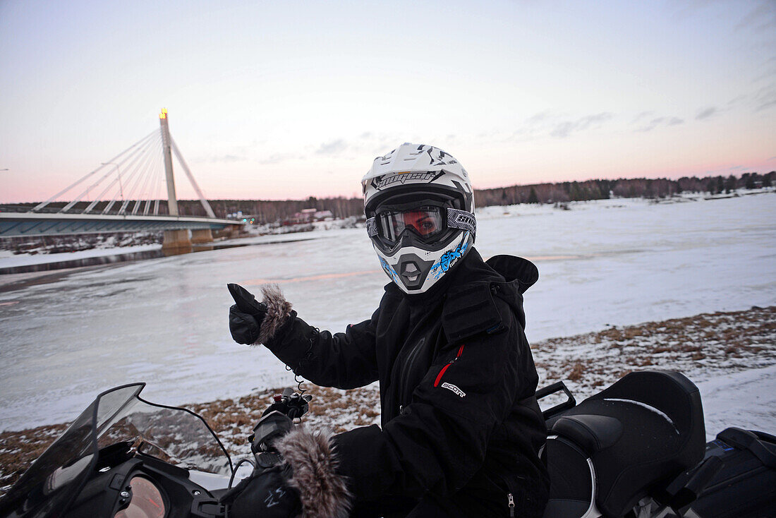 Snowmobile sunset tour with Arctic Lifestyle, Rovaniemi, Lapland, Finland.