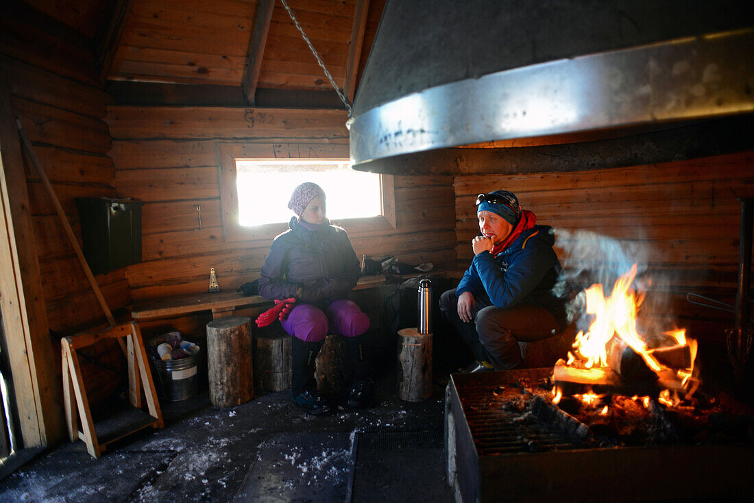 Recovering energy in wooden hut at Pyh? natural reserve, Lapland, Finland