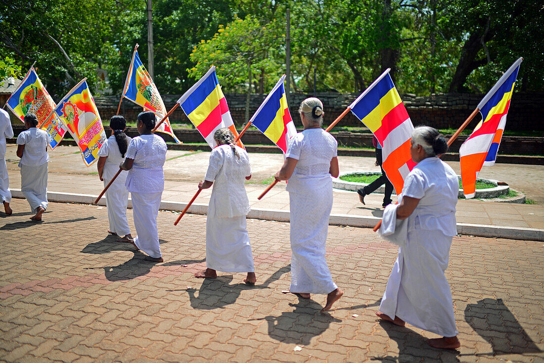 Religious parade at the Sri Maha Bodhi Temple in Anuradhapura.