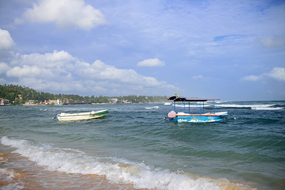 Fishing boats in Unawatuna beach, Sri Lanka