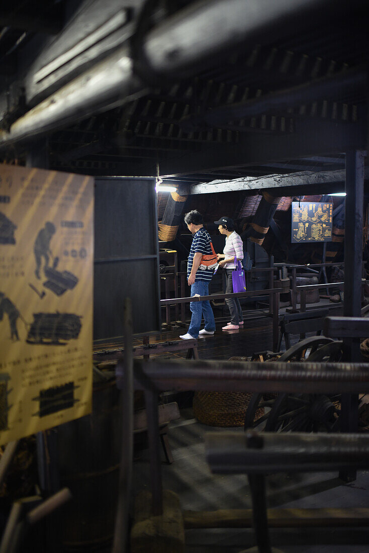 Agriculture and tools for living exhibition in Shirakawa-go, traditional village showcasing a building style known as gassho-zukuri, Gifu Prefecture, Japan