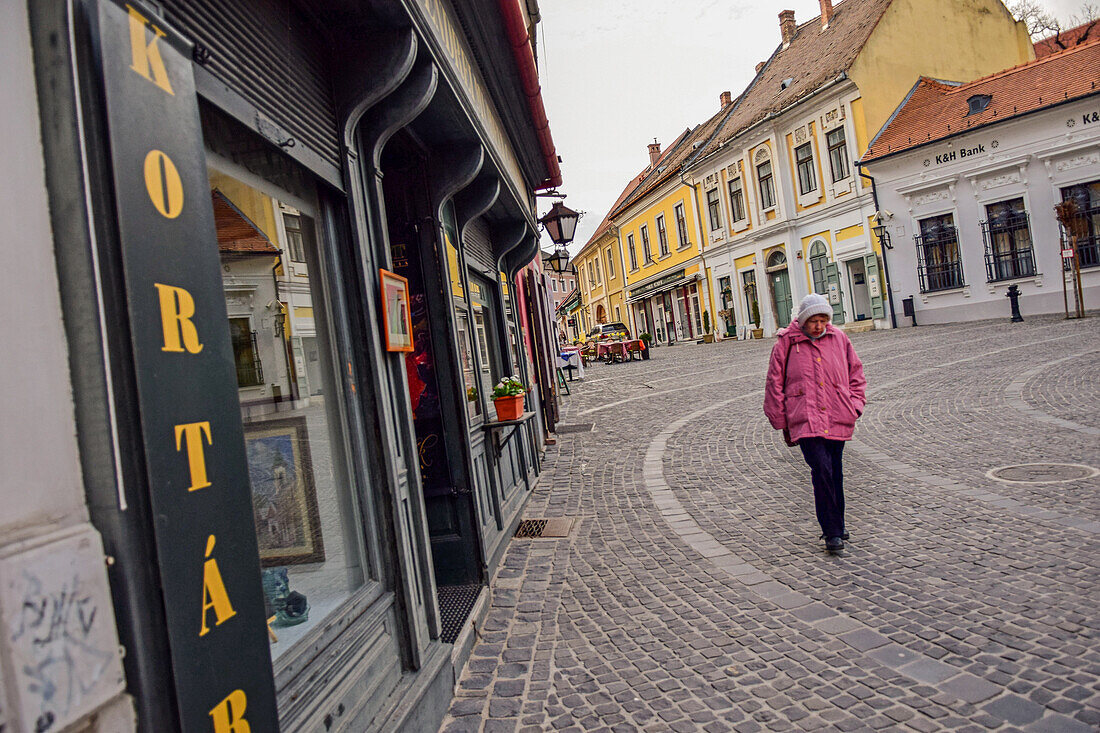 Streets of Szentendre, a riverside town in Pest County, Hungary,