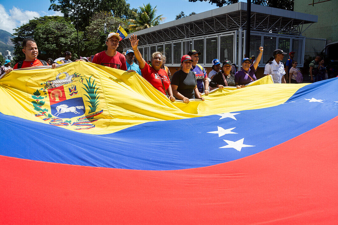 The government of Nicolas Maduro rallies in the streets of Caracas, in celebration of January 23rd in Venezuela.