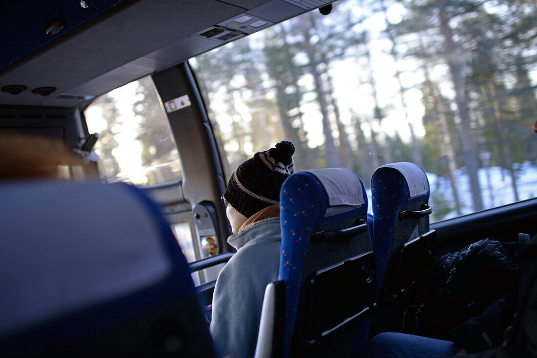 Inside the bus from Rovaniemi to Inari, Lapland, Finland