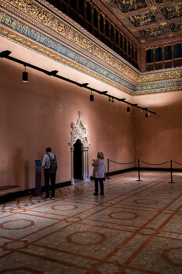 The Aljaferia Palace is a fortified medieval palace built during the second half of the 11th century in the Taifa of Zaragoza in Al-Andalus, present day Zaragoza, Aragon, Spain.