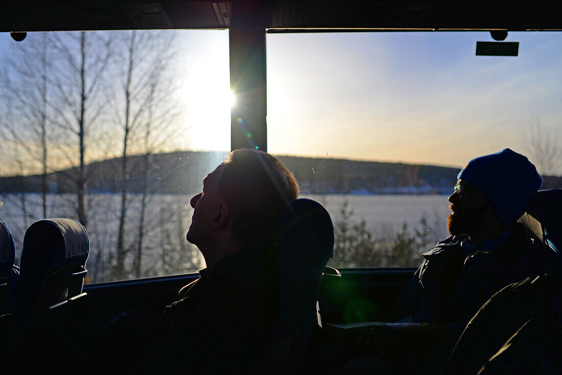 Innenseite des Busses von Rovaniemi nach Inari, Lappland, Finnland