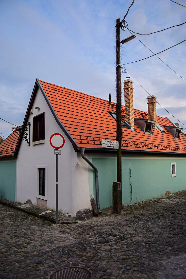 Streets of Szentendre, a riverside town in Pest County, Hungary,