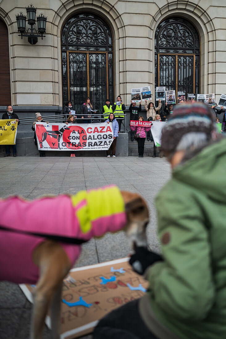 Thousands of people demonstrate in Spain to demand an end to hunting with dogs, Zaragoza, Spain