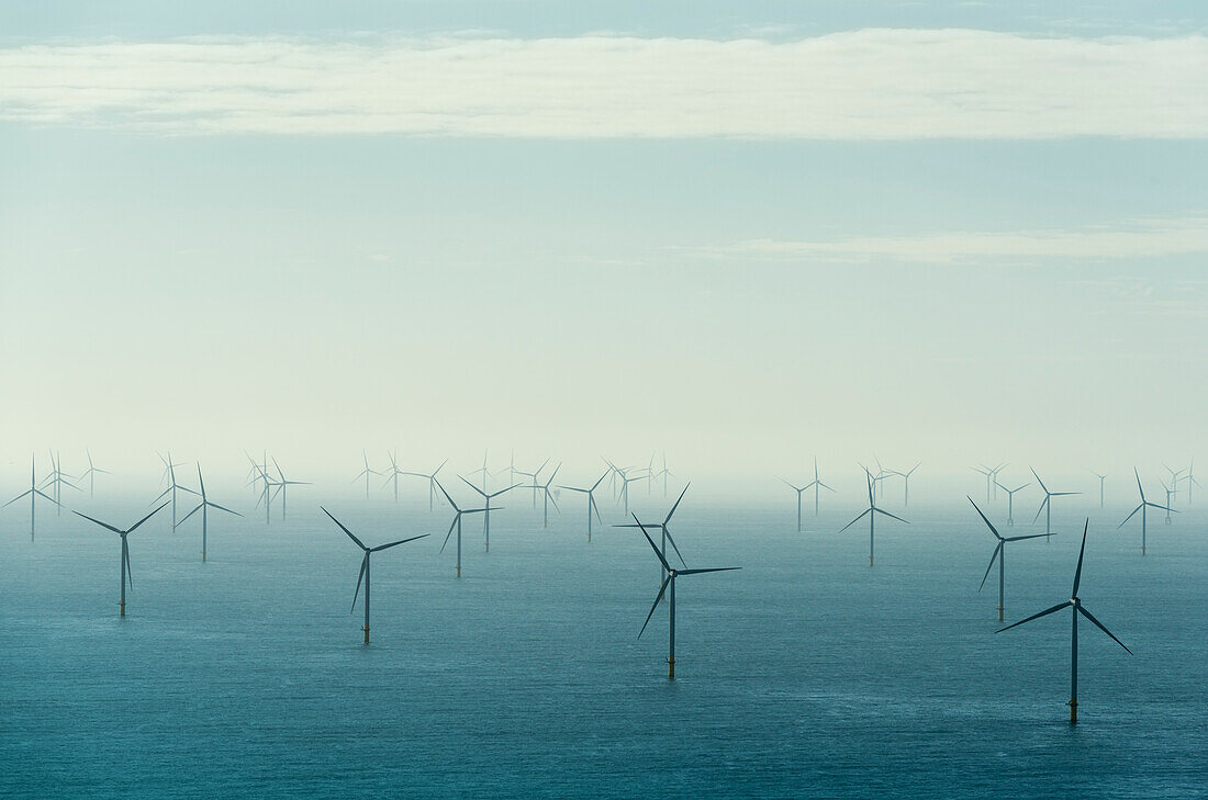 The Netherlands, Zeeland, Domburg, Offshore wind farm in North Sea