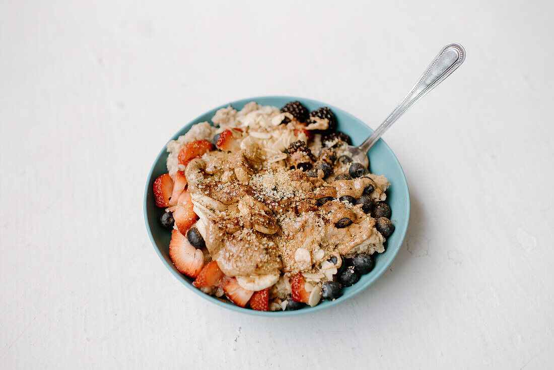 Granola with fruit in bowl