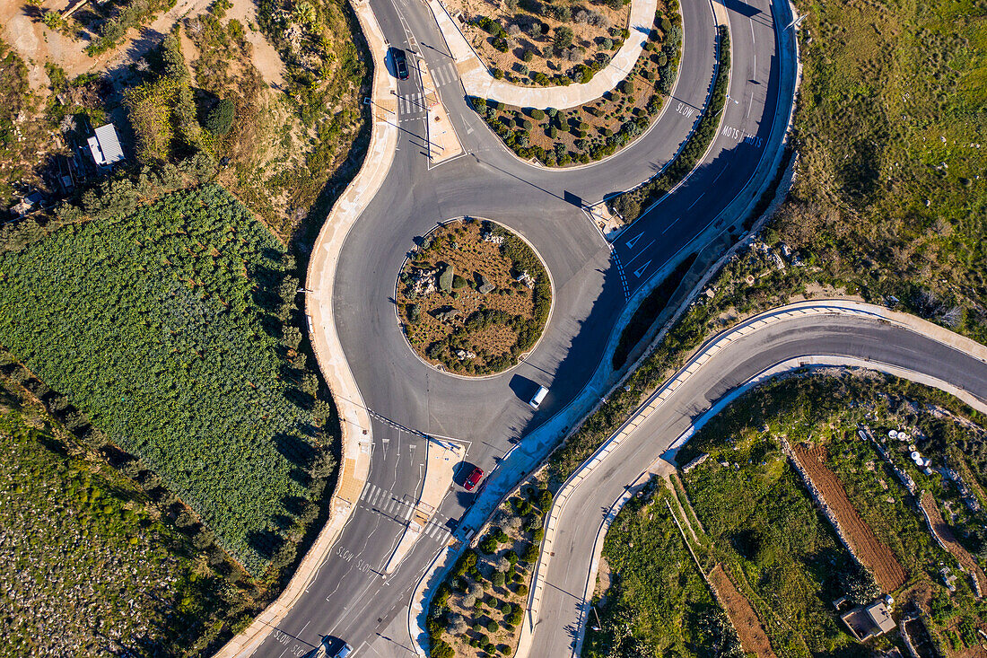 Malta, Mellieha, Luftaufnahme einer Straße