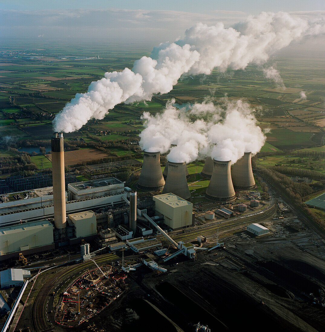 UK, North Yorkshire, Aerial view of Drax Power Station