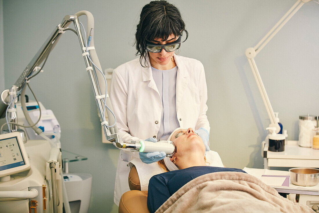 Woman having IPL Therapy (Intense Pulsed Light)